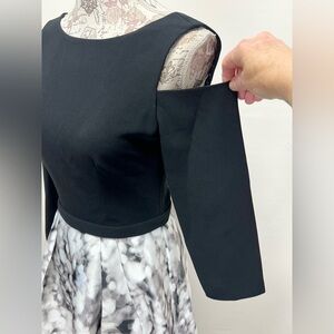 THEIA Black and white cold shoulder‎ cocktail dress size 2.